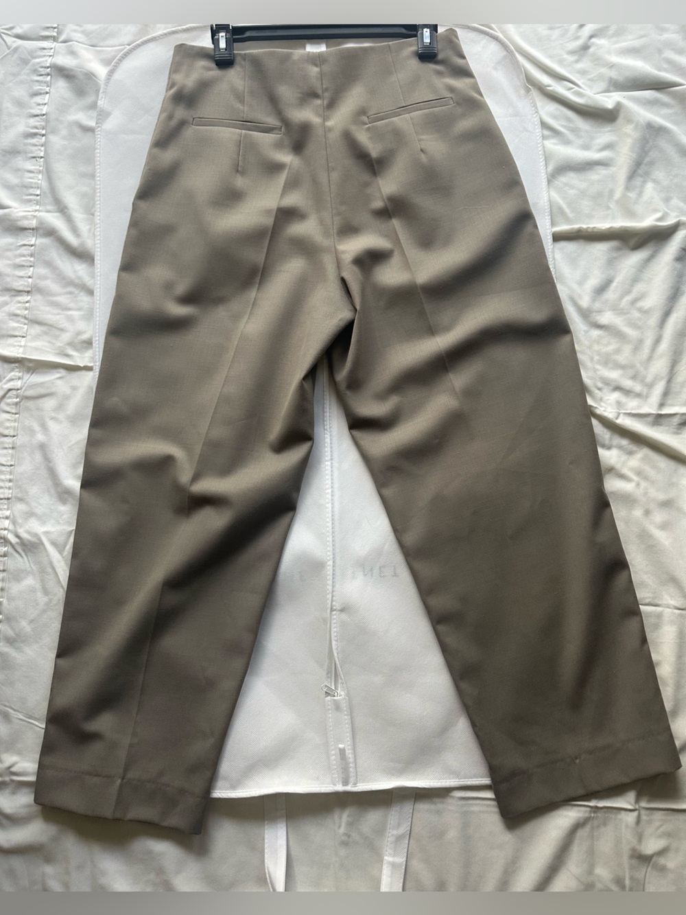 Sandro Cropped Ankle Trousers in Olive Brown